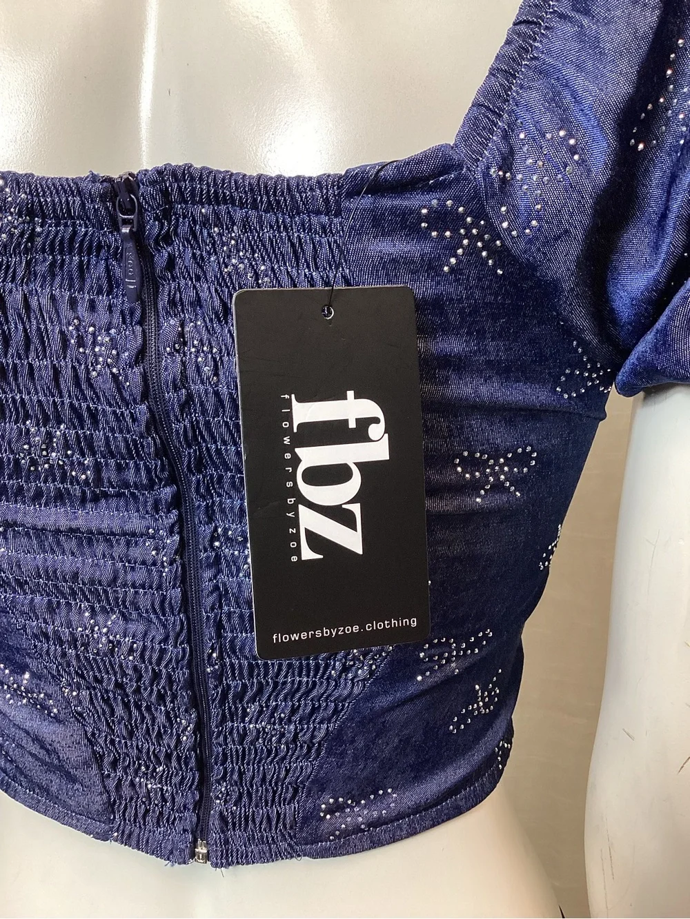 NWT FBZ Puff-Sleeve Denim/ Chambray Top- Tween; Size: XL